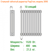 Стальной трубчатый радиатор РадСтал 3095