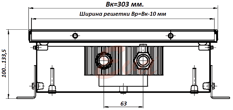 Конвектор отопления встраиваемый в пол КС 100 303