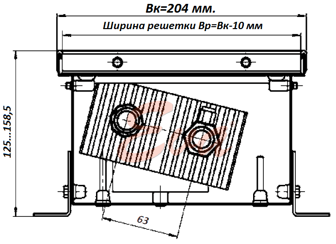 Внутрипольные конвекторы отопления водяные 125 203 разрез