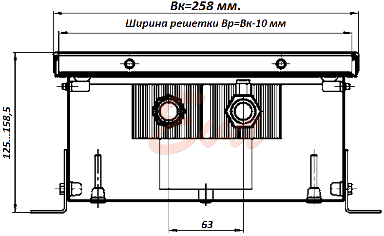 Внутрипольный конвектор отопления водяной КС 125 258