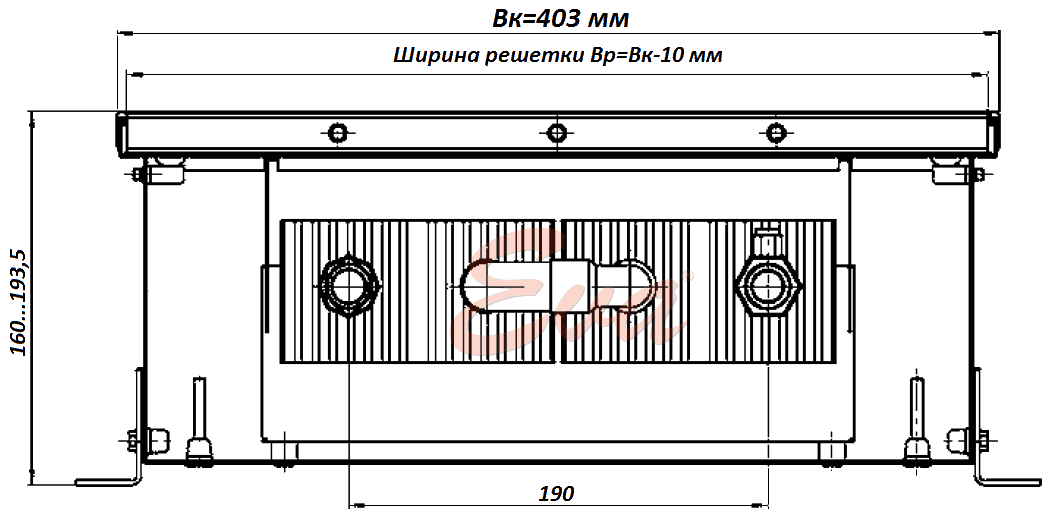 Конвектор встроенный в пол водяной КС 160 403