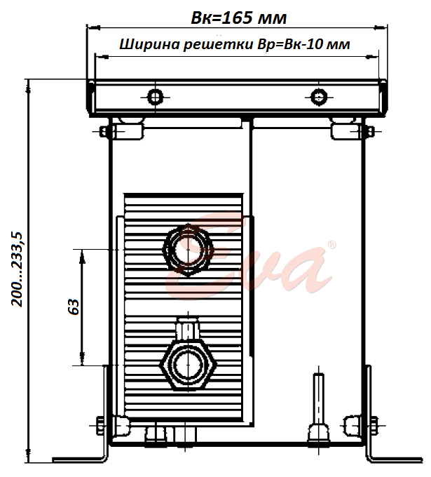 Встроенные конвекторы отопления водяные К 200 165
